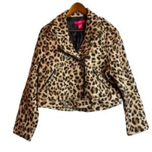CATHERINE MALANDRINO VERUCA LEOPARD PRINT MOB WIFE MOTO JACKET SIZE 14